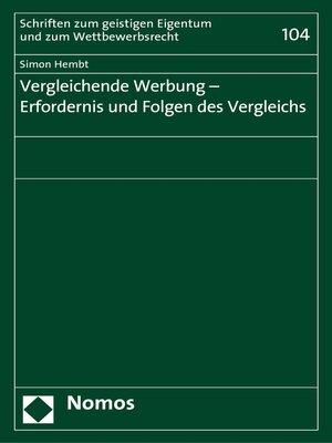 cover image of Vergleichende Werbung--Erfordernis und Folgen des Vergleichs
